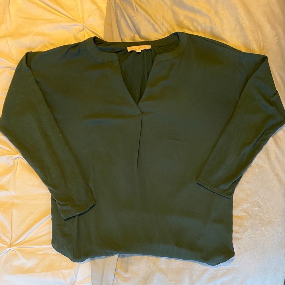 Dark Green LOFT Mixed Media Tunic